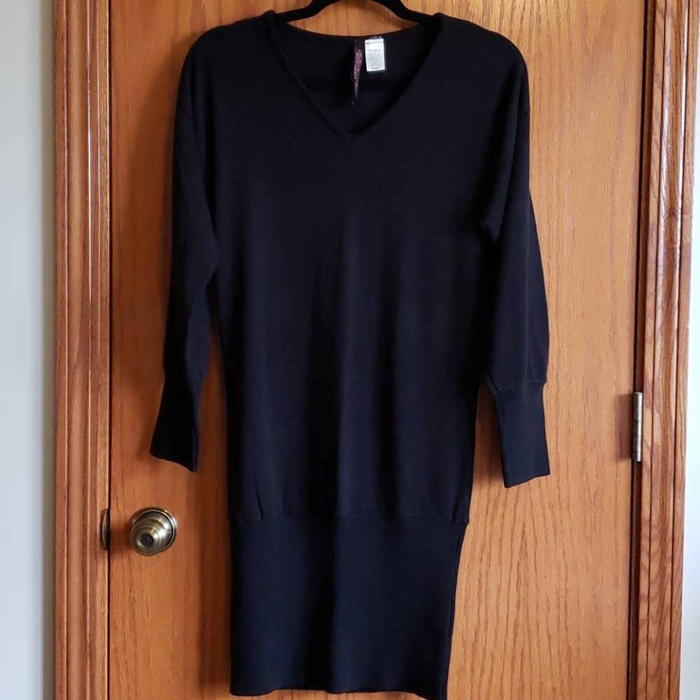 Black sweater dress.